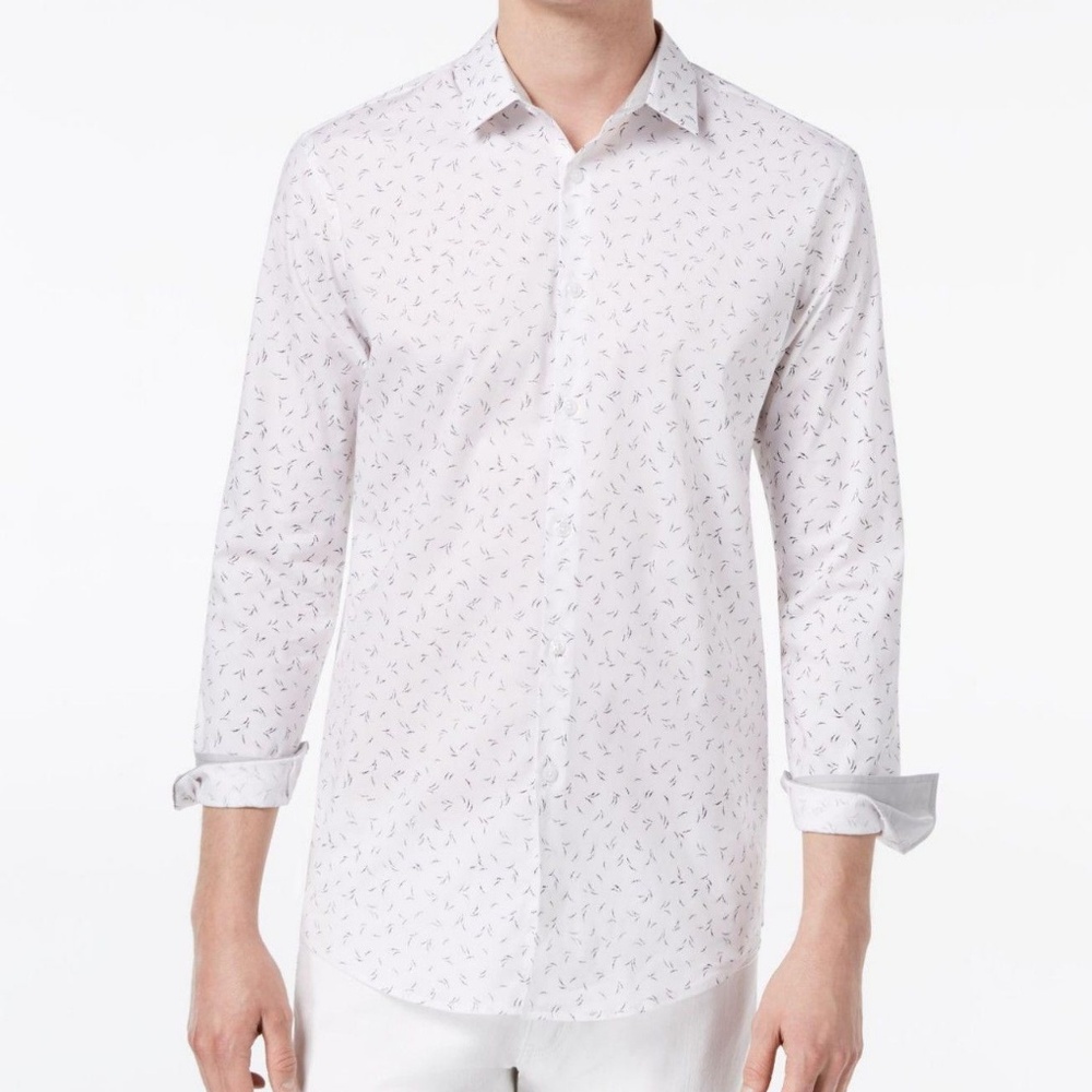 Mens Stretch Wheat-Print Shirt White rt 65
